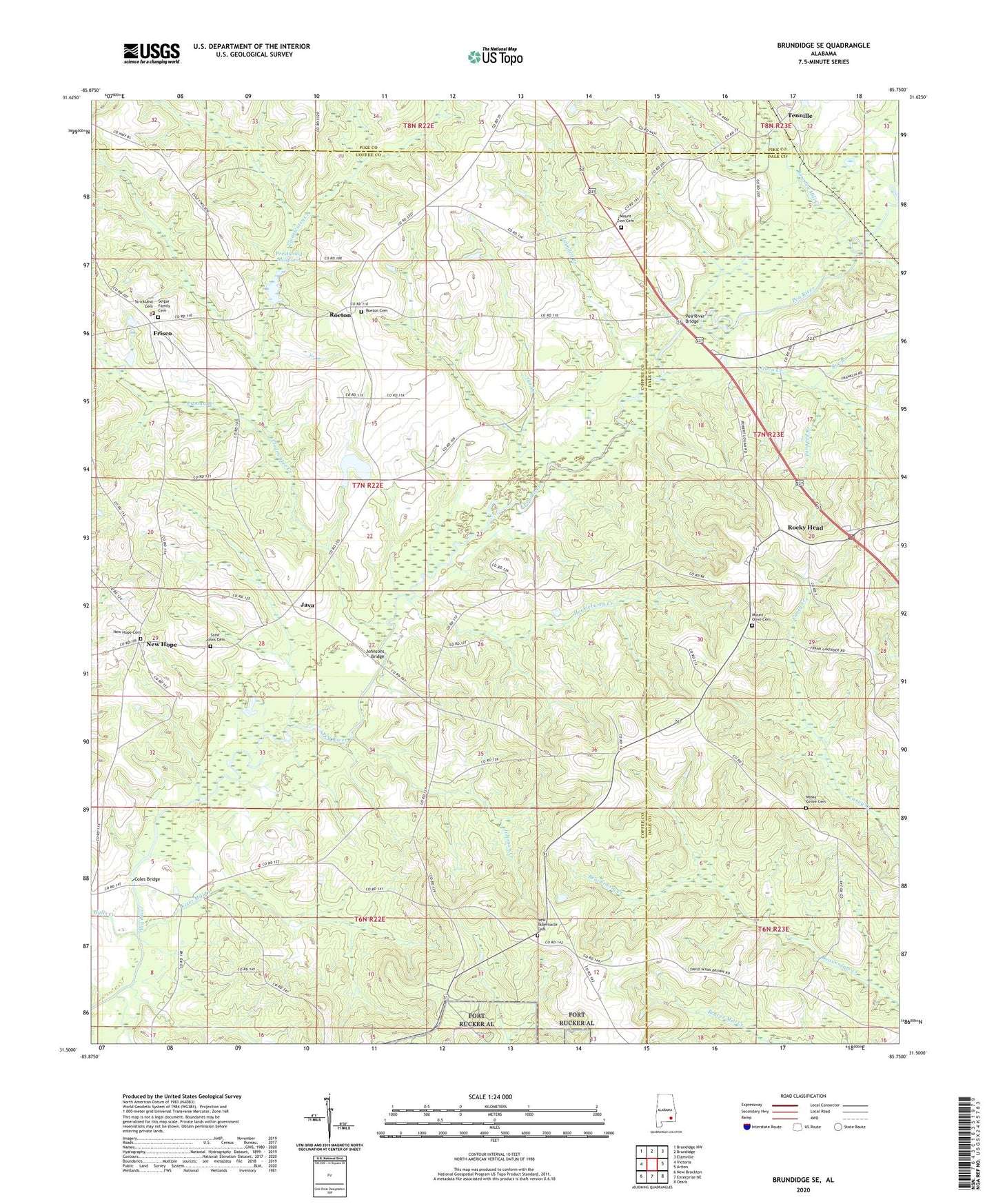Brundidge SE Alabama US Topo Map Image