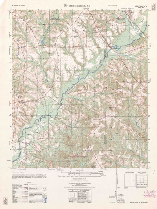Classic USGS Brundidge SE Alabama 7.5'x7.5' Topo Map Image