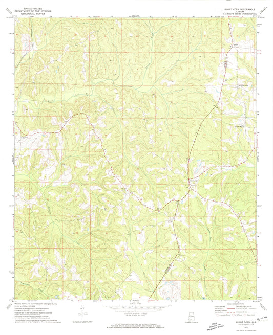Classic USGS Burnt Corn Alabama 7.5'x7.5' Topo Map Image
