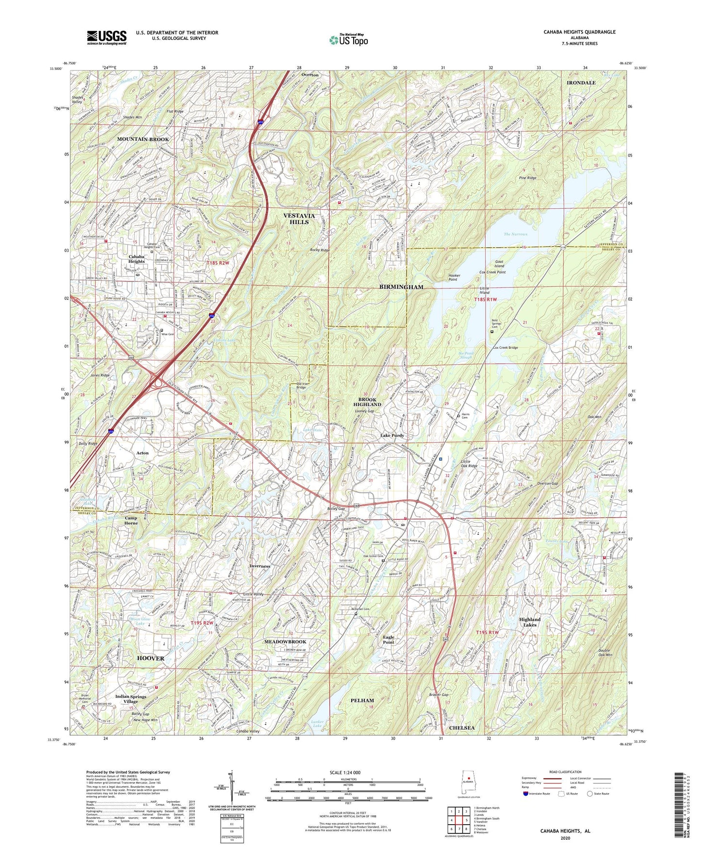 Cahaba Heights Alabama US Topo Map Image