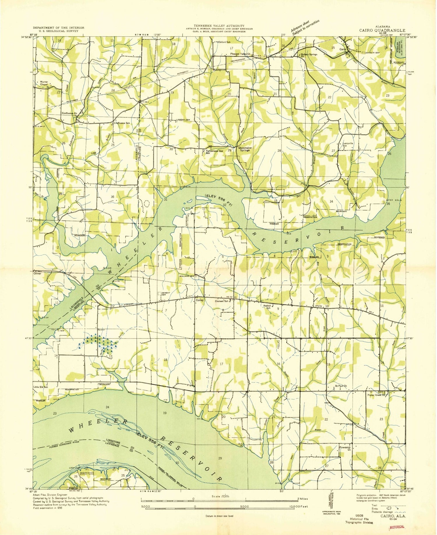 Classic USGS Cairo Alabama 7.5'x7.5' Topo Map Image