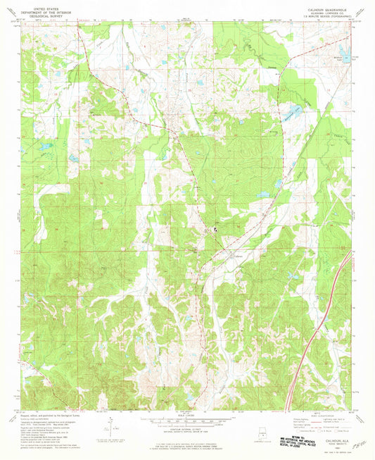 Classic USGS Calhoun Alabama 7.5'x7.5' Topo Map Image