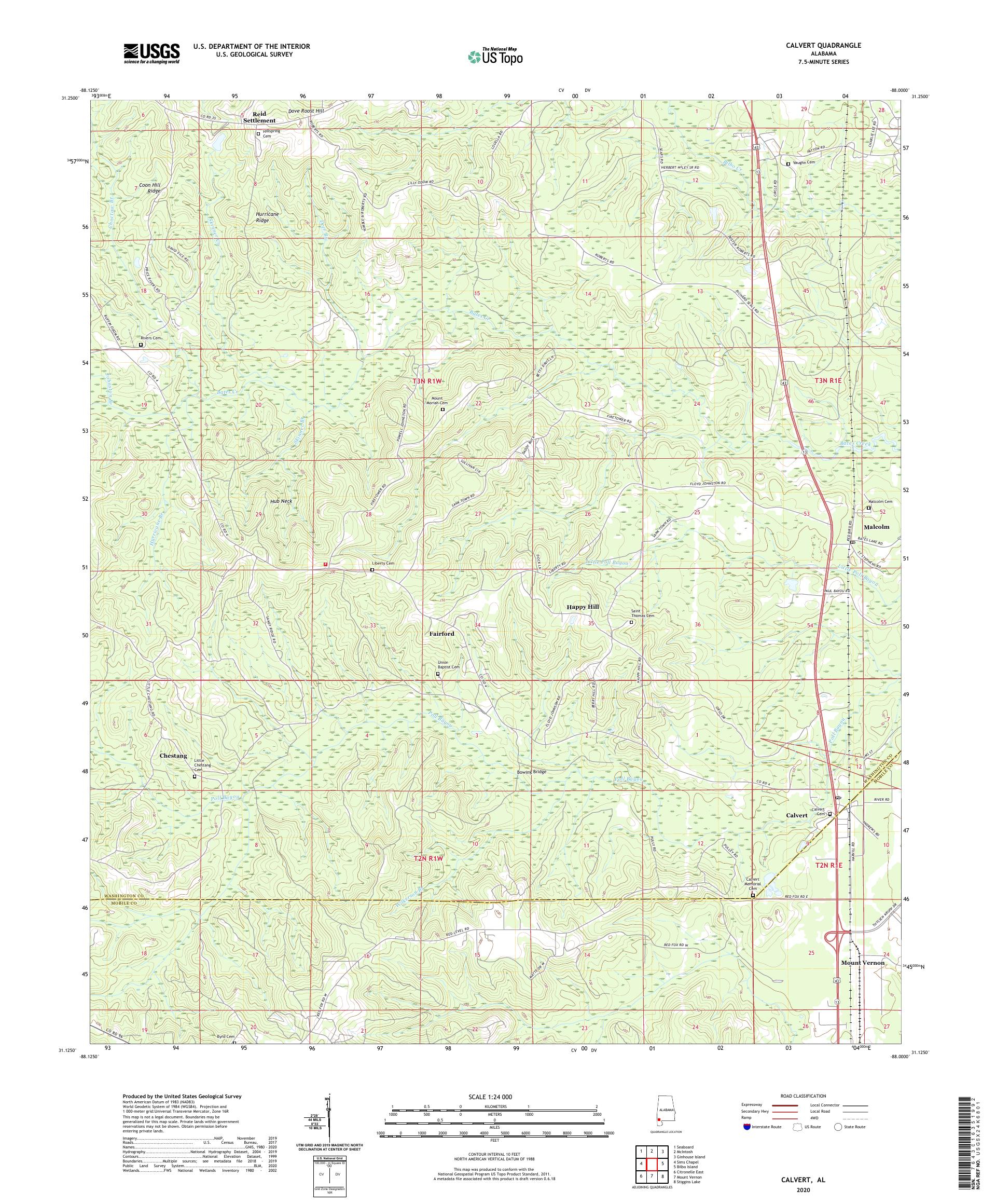 Calvert Alabama US Topo Map – MyTopo Map Store