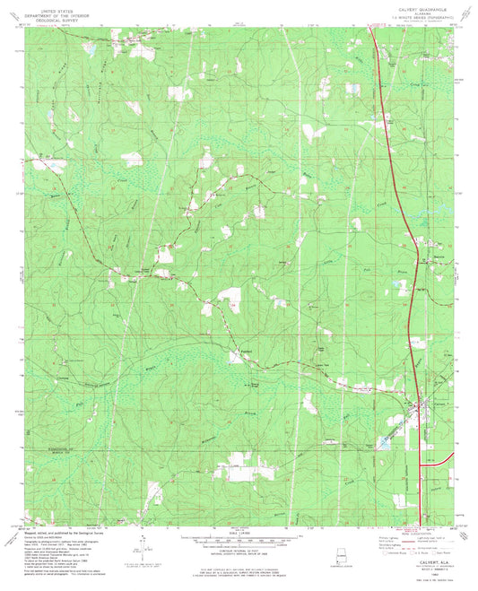 Classic USGS Calvert Alabama 7.5'x7.5' Topo Map Image
