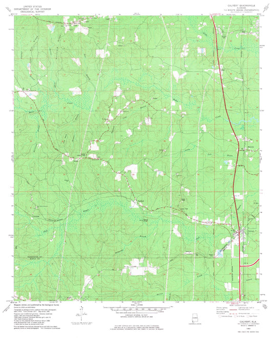 Classic USGS Calvert Alabama 7.5'x7.5' Topo Map Image