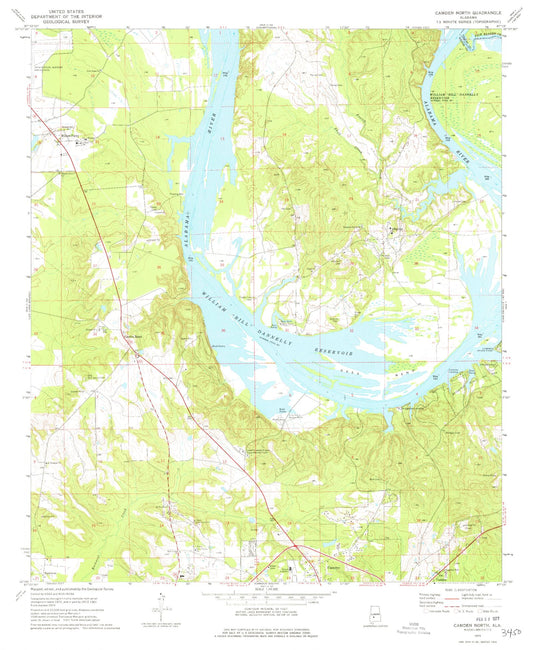 Classic USGS Camden North Alabama 7.5'x7.5' Topo Map Image