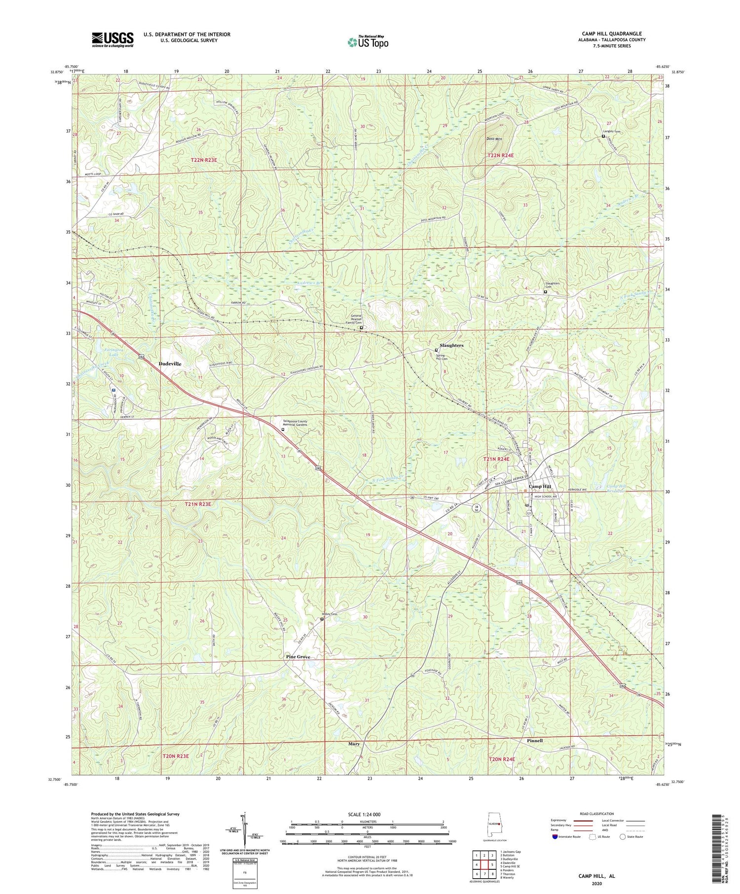 Camp Hill Alabama US Topo Map Image