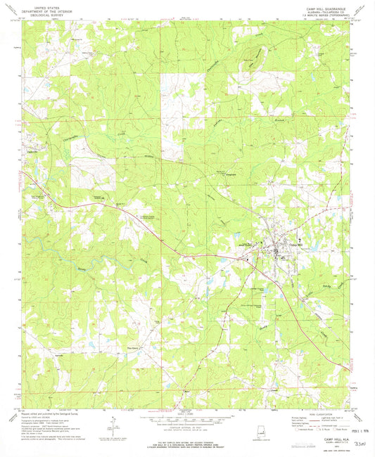 Classic USGS Camp Hill Alabama 7.5'x7.5' Topo Map Image