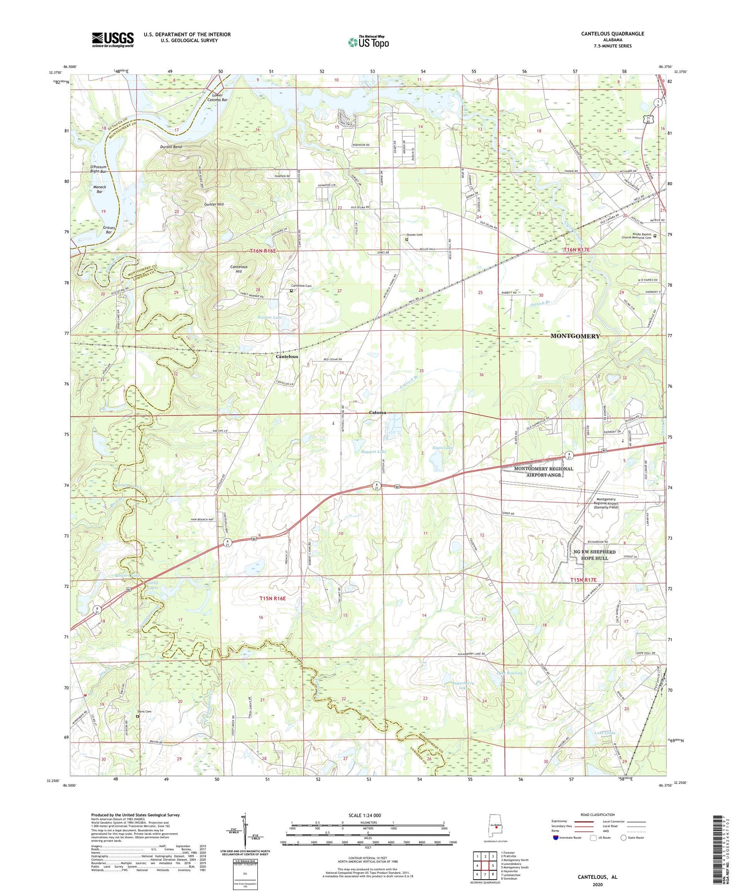 Cantelous Alabama US Topo Map Image