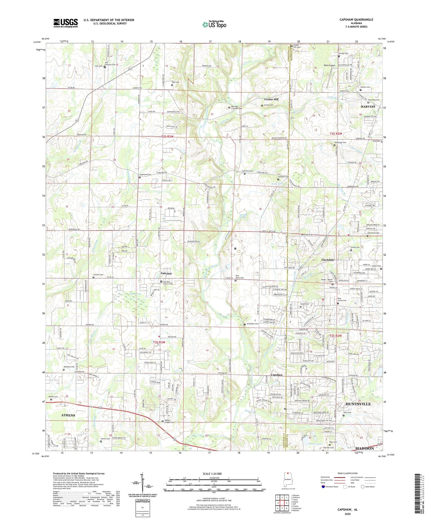 Capshaw Alabama US Topo Map Image