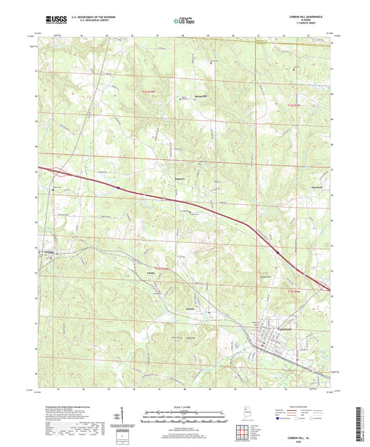 Carbon Hill Alabama US Topo Map Image