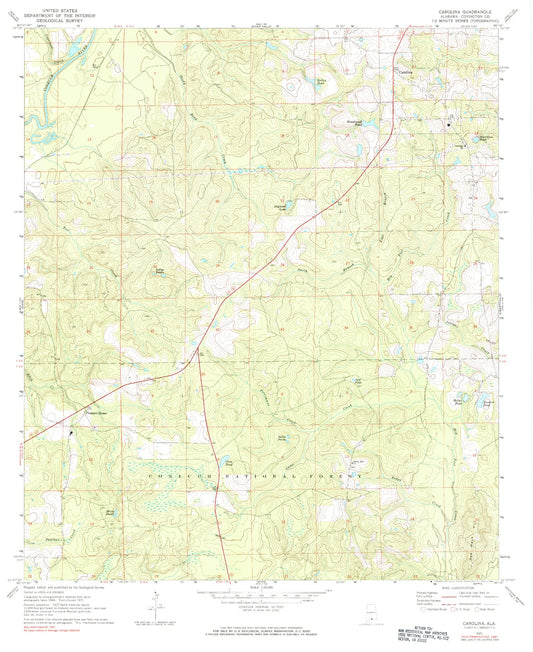 Classic USGS Carolina Alabama 7.5'x7.5' Topo Map Image