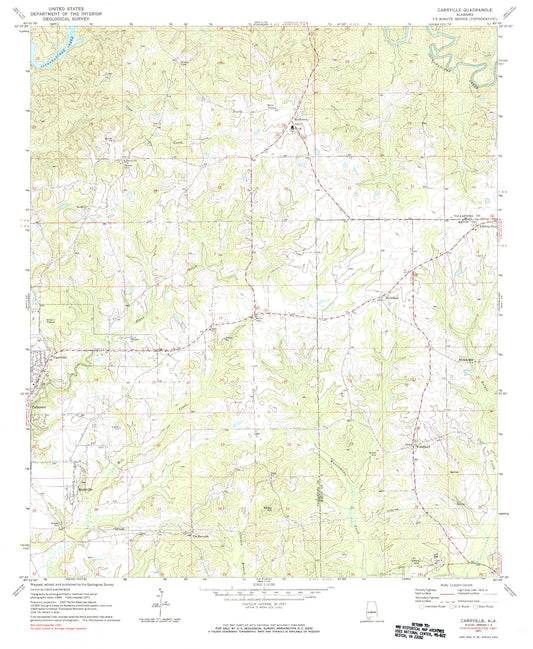 Classic USGS Carrville Alabama 7.5'x7.5' Topo Map Image