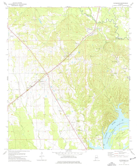 Classic USGS Catherine Alabama 7.5'x7.5' Topo Map Image