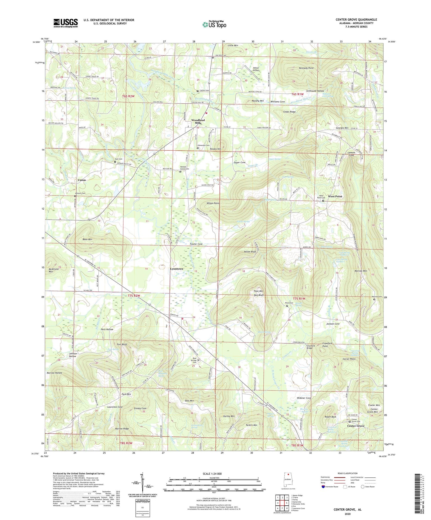 Center Grove Alabama US Topo Map Image