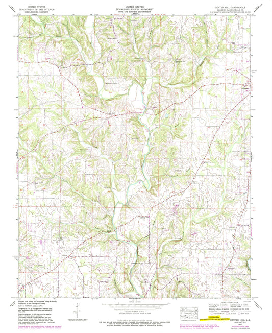 Classic USGS Center Hill Alabama 7.5'x7.5' Topo Map Image