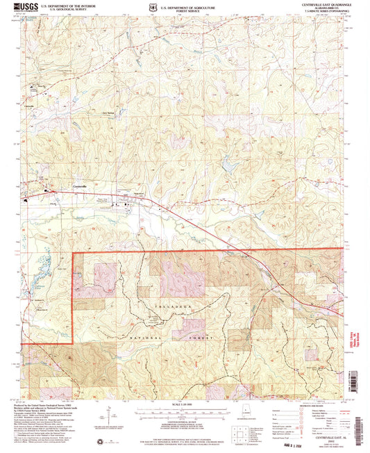 Classic USGS Centreville East Alabama 7.5'x7.5' Topo Map Image