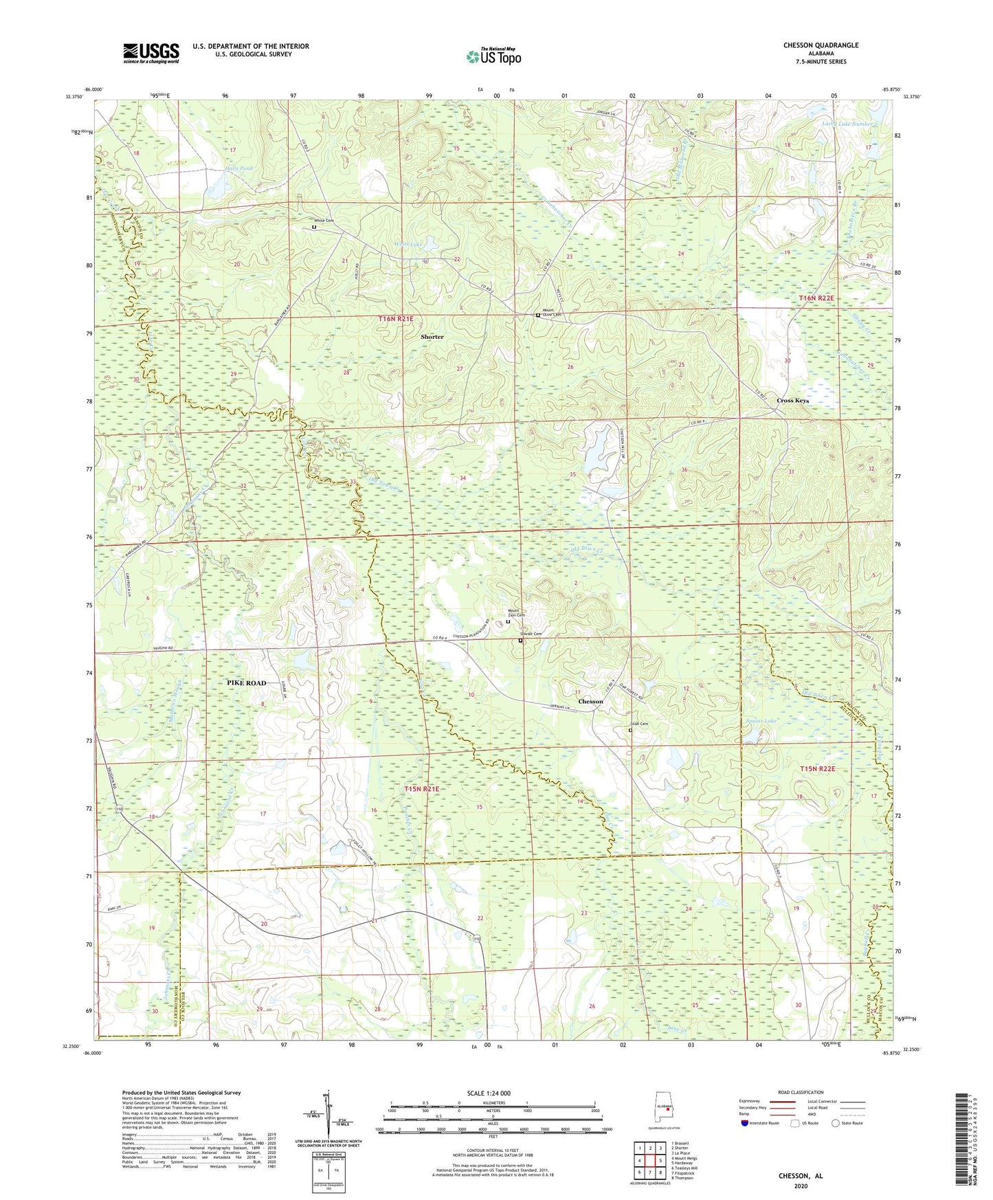 Chesson Alabama US Topo Map Image