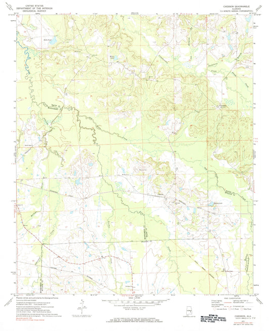 Classic USGS Chesson Alabama 7.5'x7.5' Topo Map Image