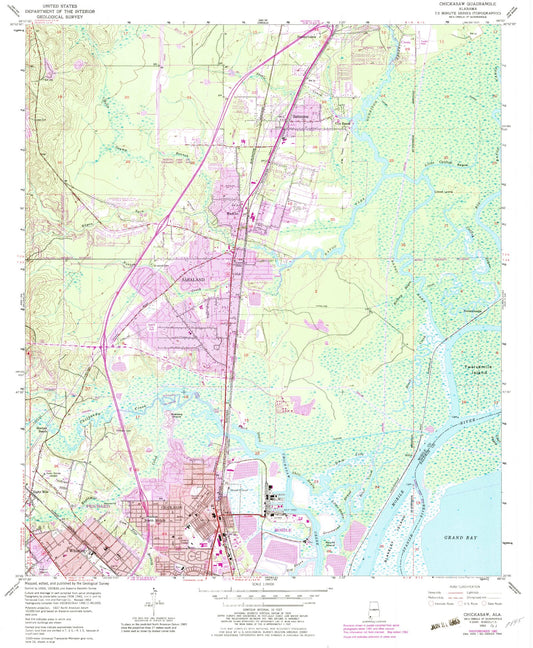 Classic USGS Chickasaw Alabama 7.5'x7.5' Topo Map Image