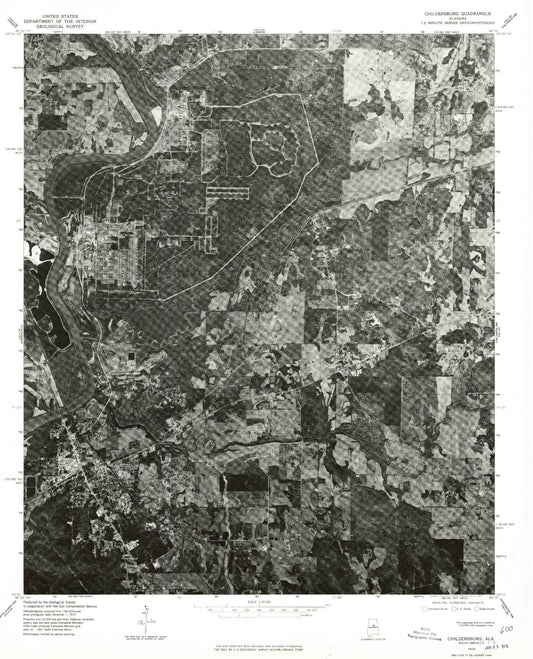 Classic USGS Childersburg Alabama 7.5'x7.5' Topo Map Image