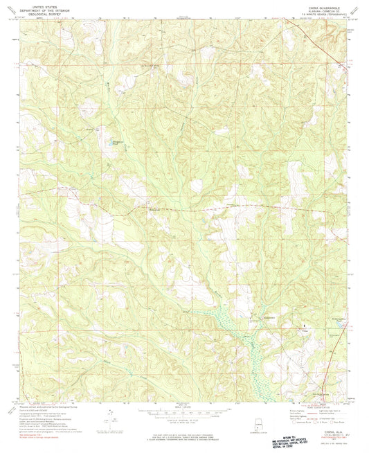 Classic USGS China Alabama 7.5'x7.5' Topo Map Image