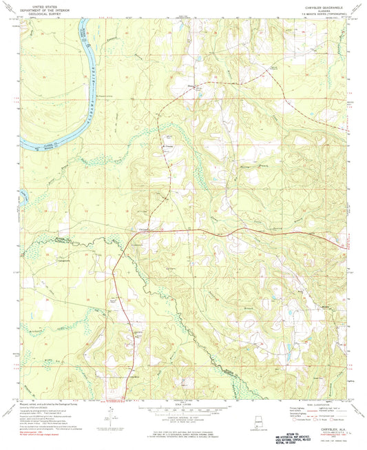 Classic USGS Chrysler Alabama 7.5'x7.5' Topo Map Image