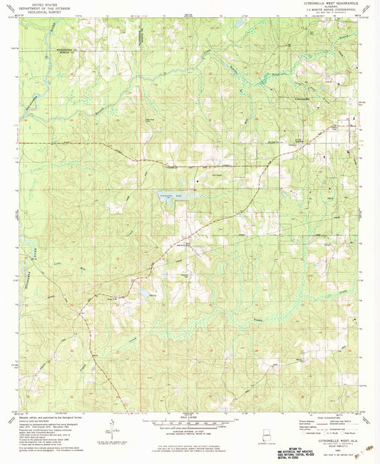 Classic USGS Citronelle West Alabama 7.5'x7.5' Topo Map Image