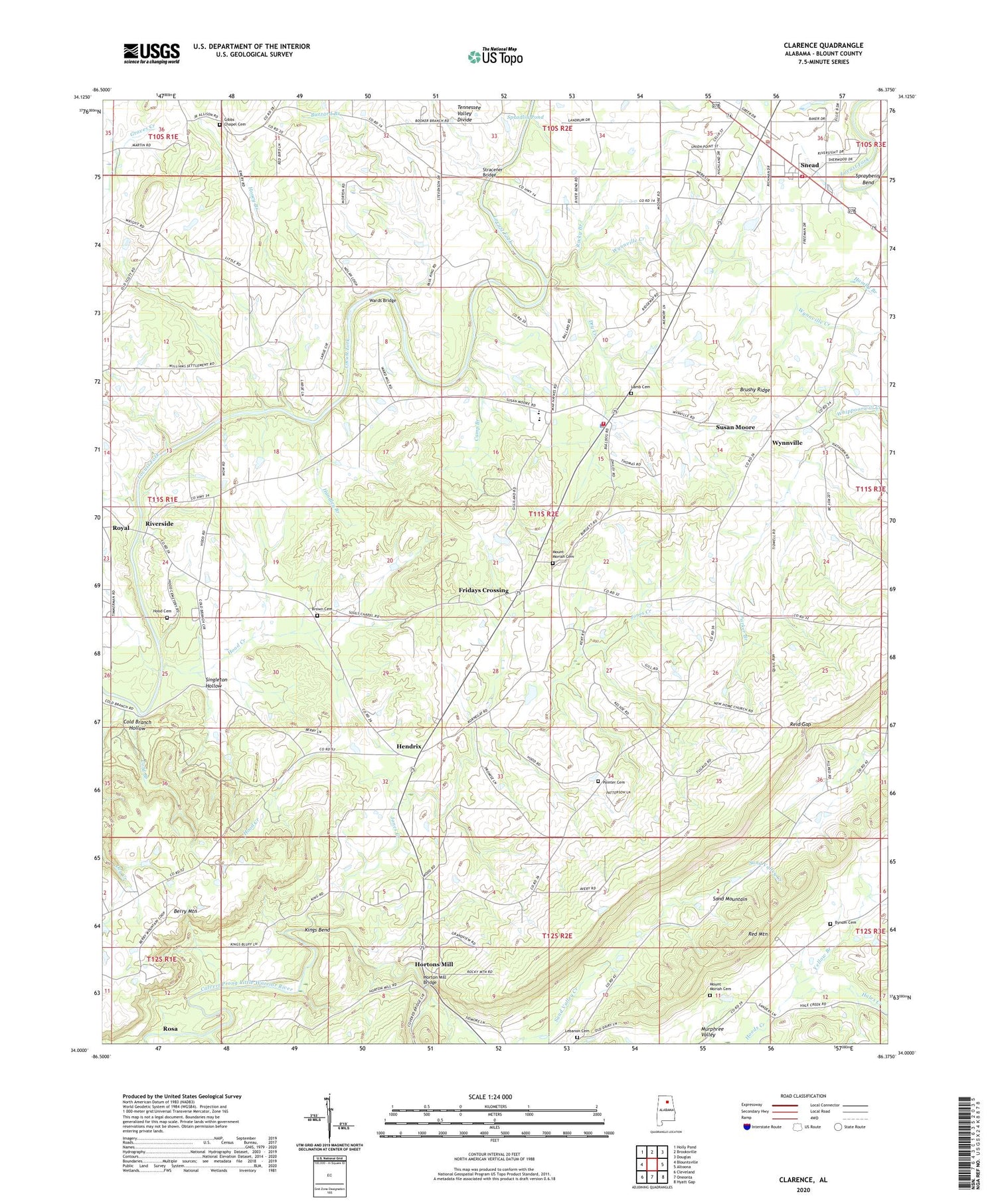 Clarence Alabama US Topo Map Image