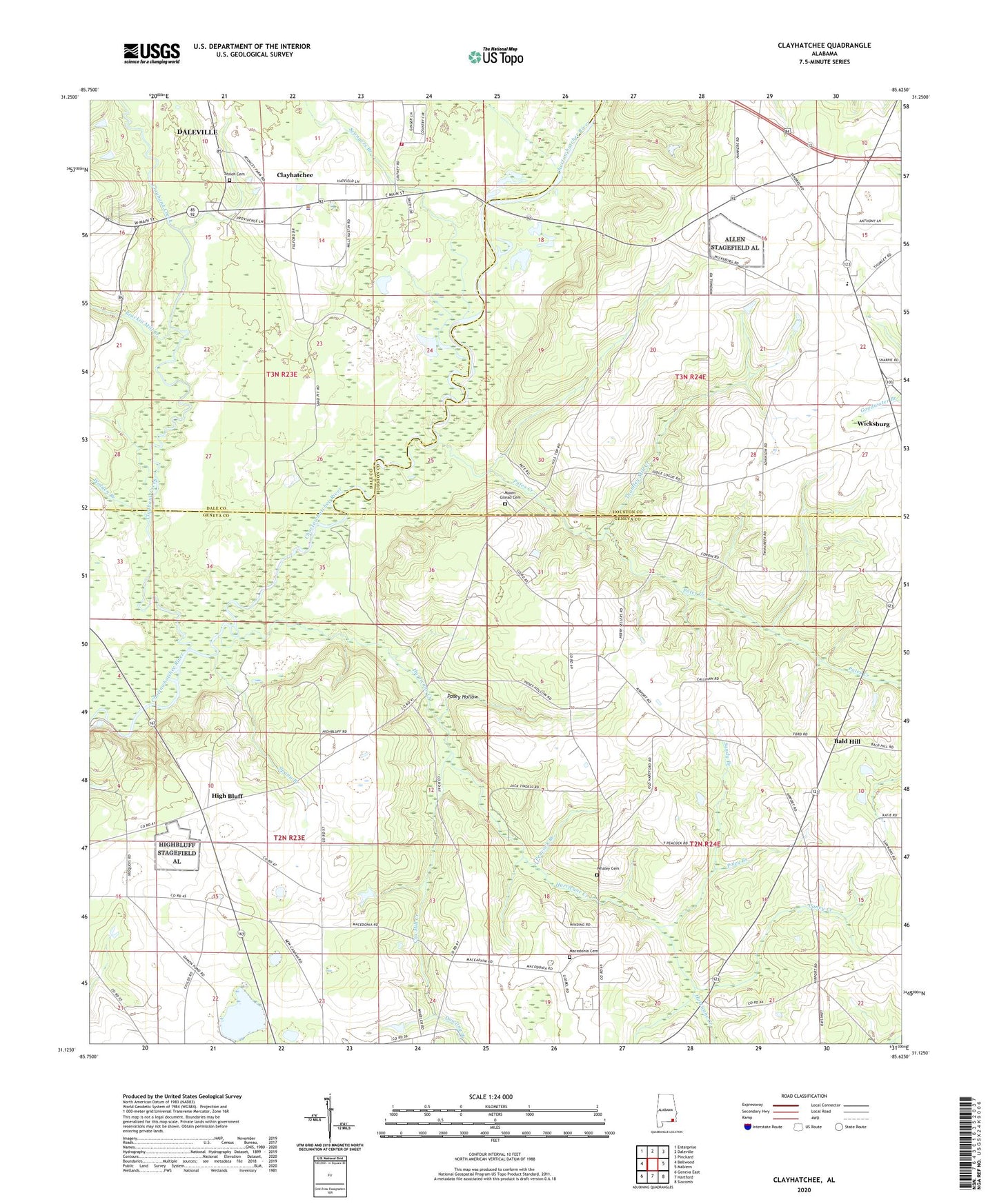 Clayhatchee Alabama US Topo Map Image