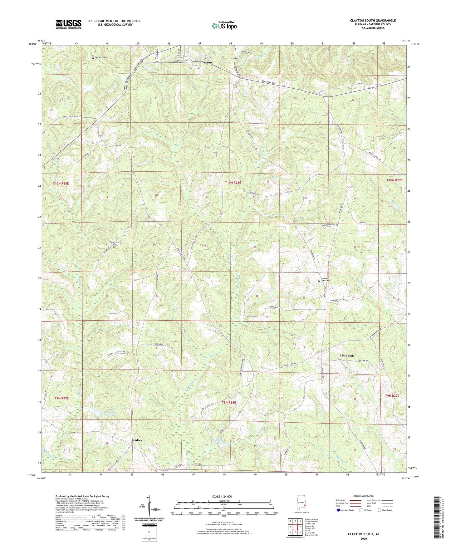 Clayton South Alabama US Topo Map Image