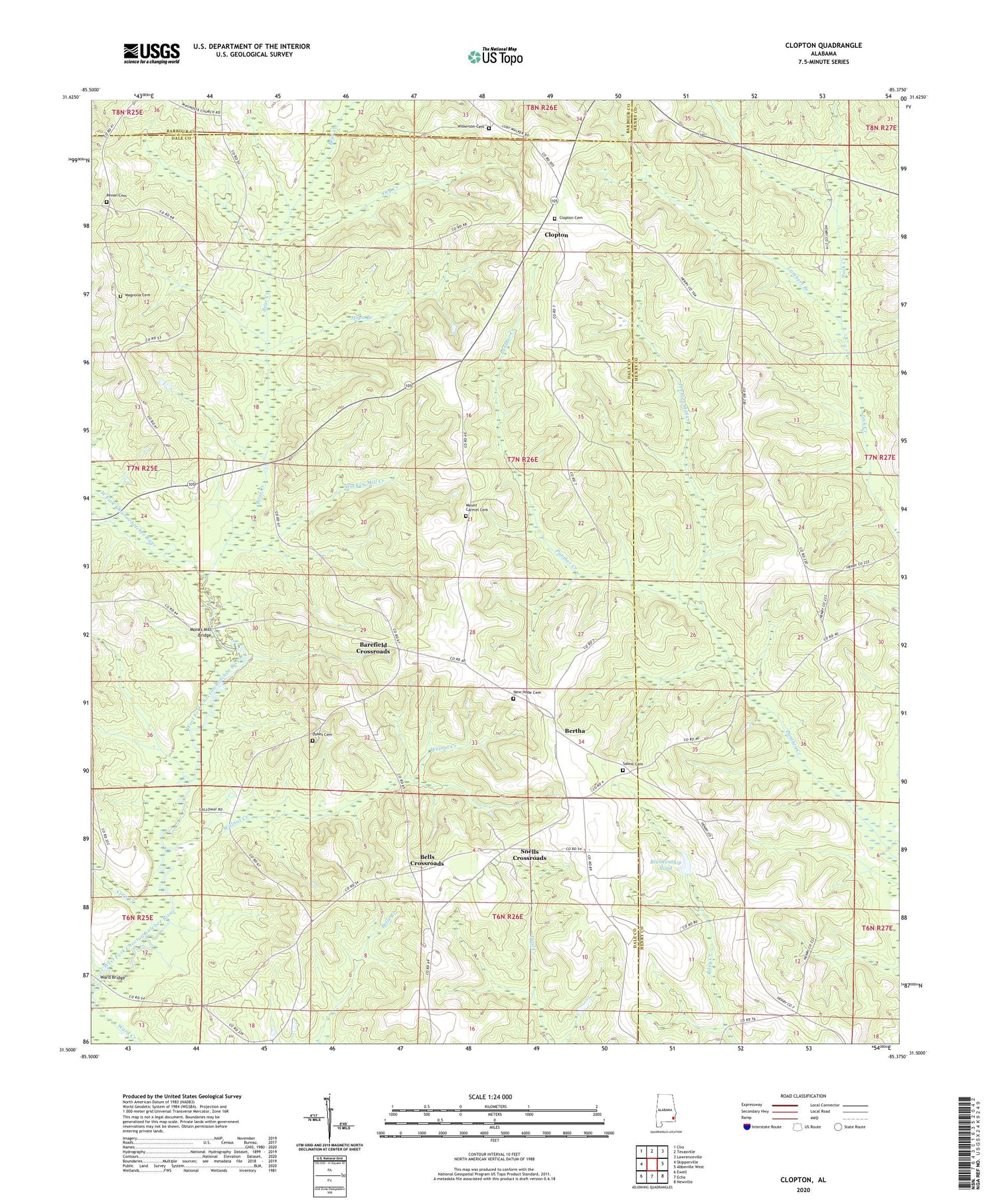 Clopton Alabama US Topo Map Image
