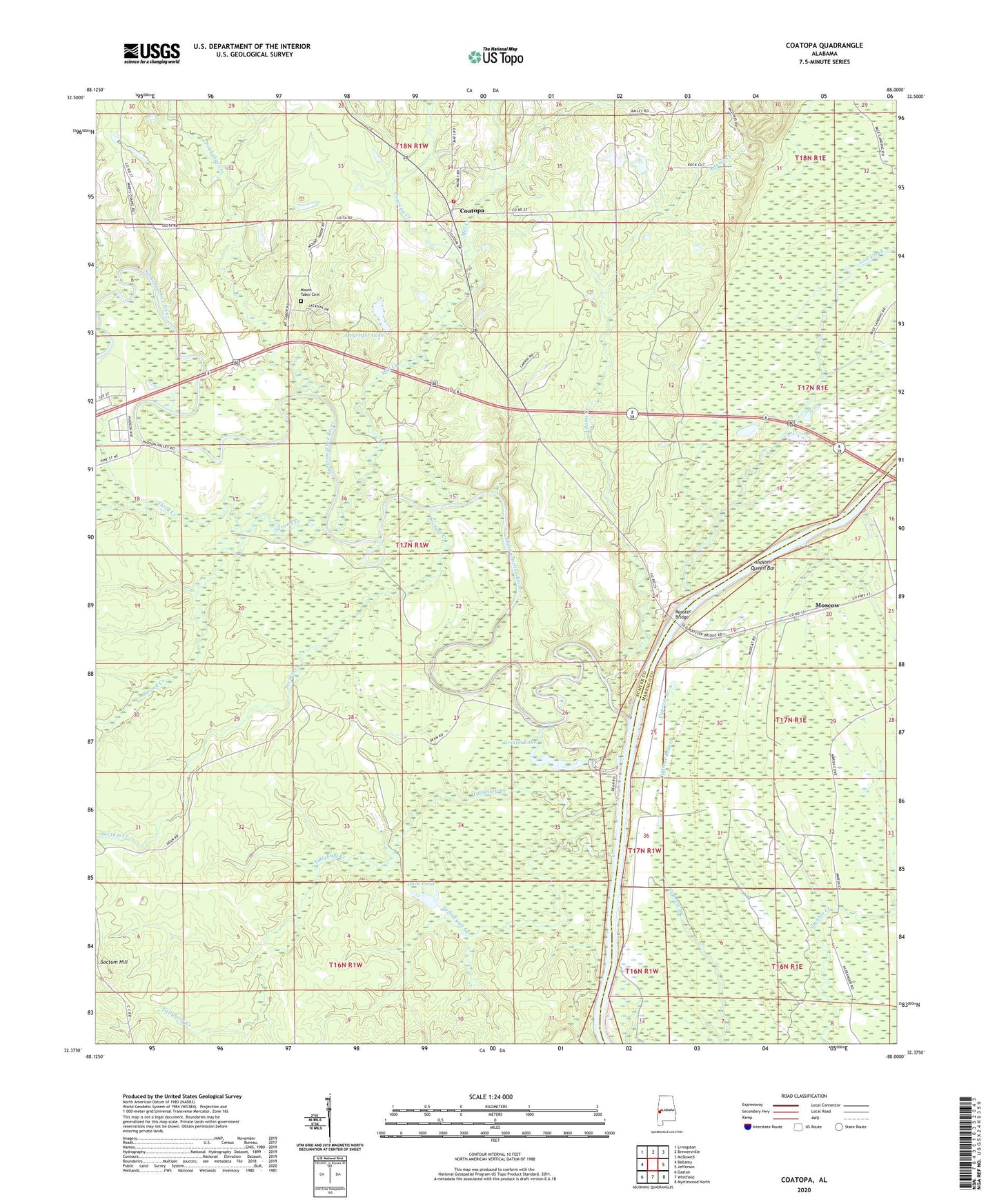 Coatopa Alabama US Topo Map Image