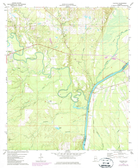 Classic USGS Coatopa Alabama 7.5'x7.5' Topo Map Image