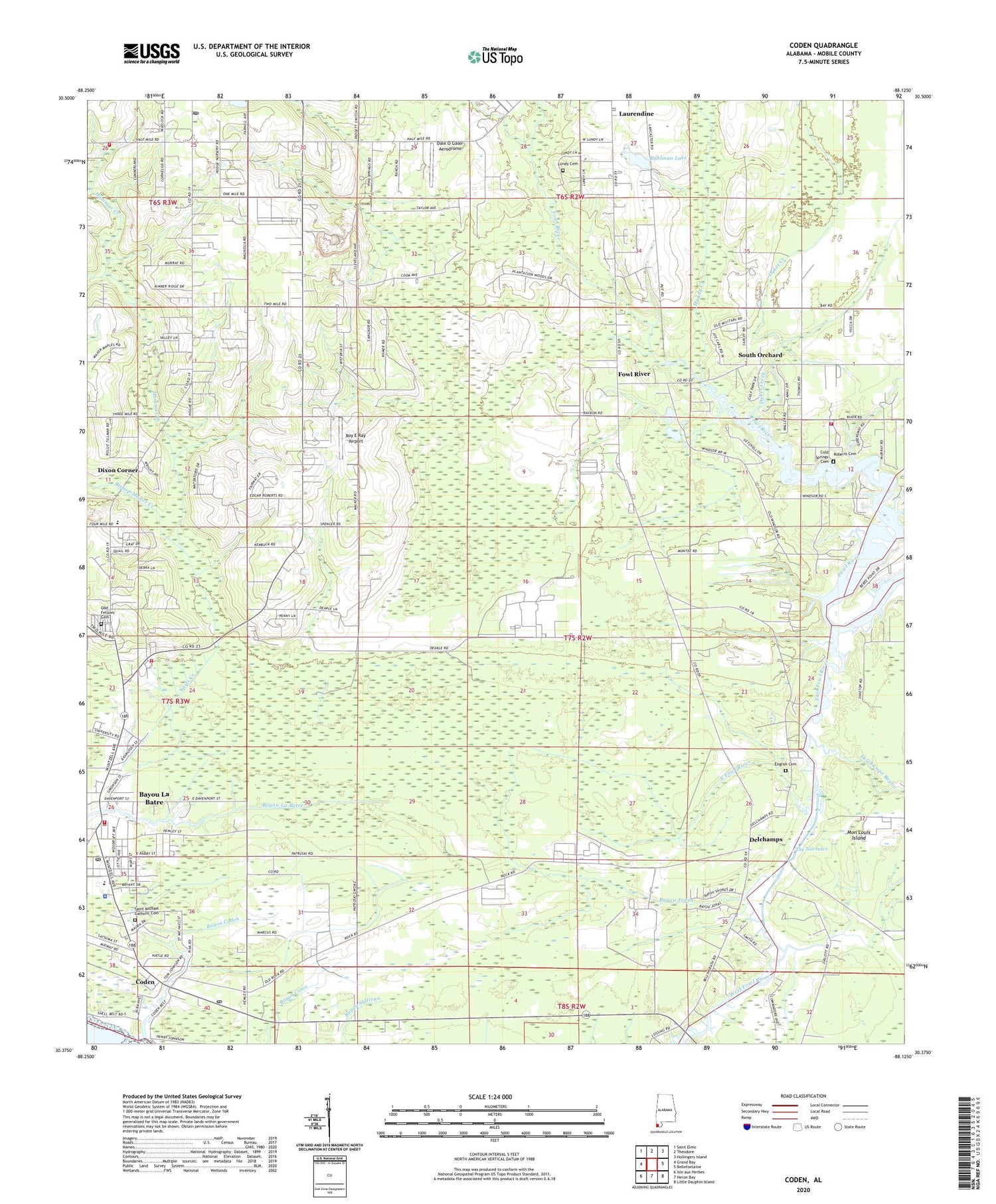 Coden Alabama US Topo Map Image