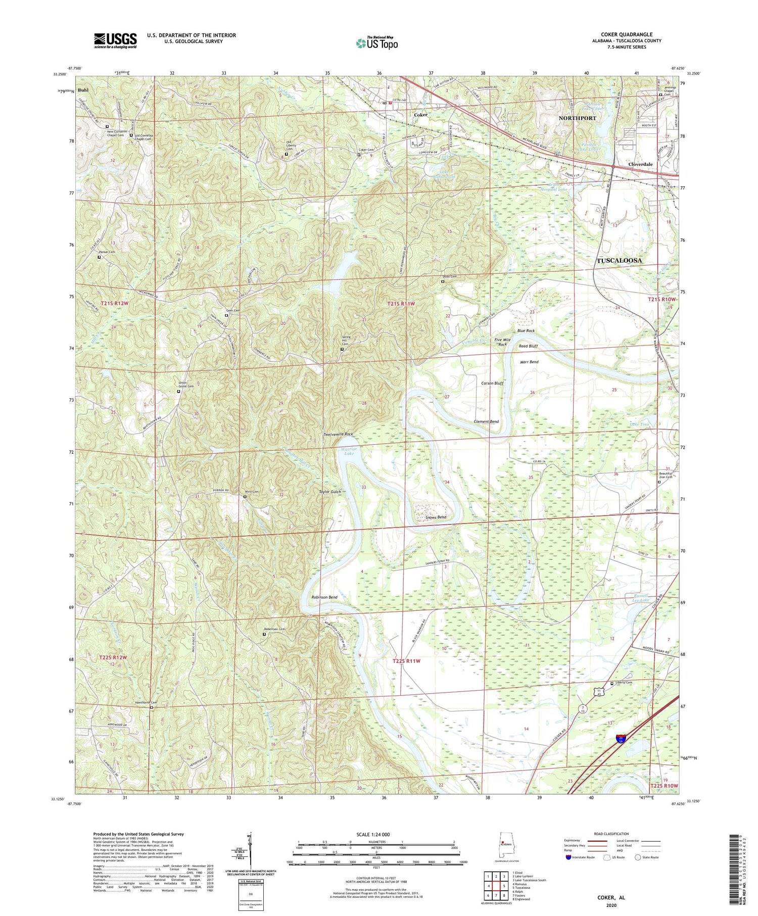Coker Alabama US Topo Map Image