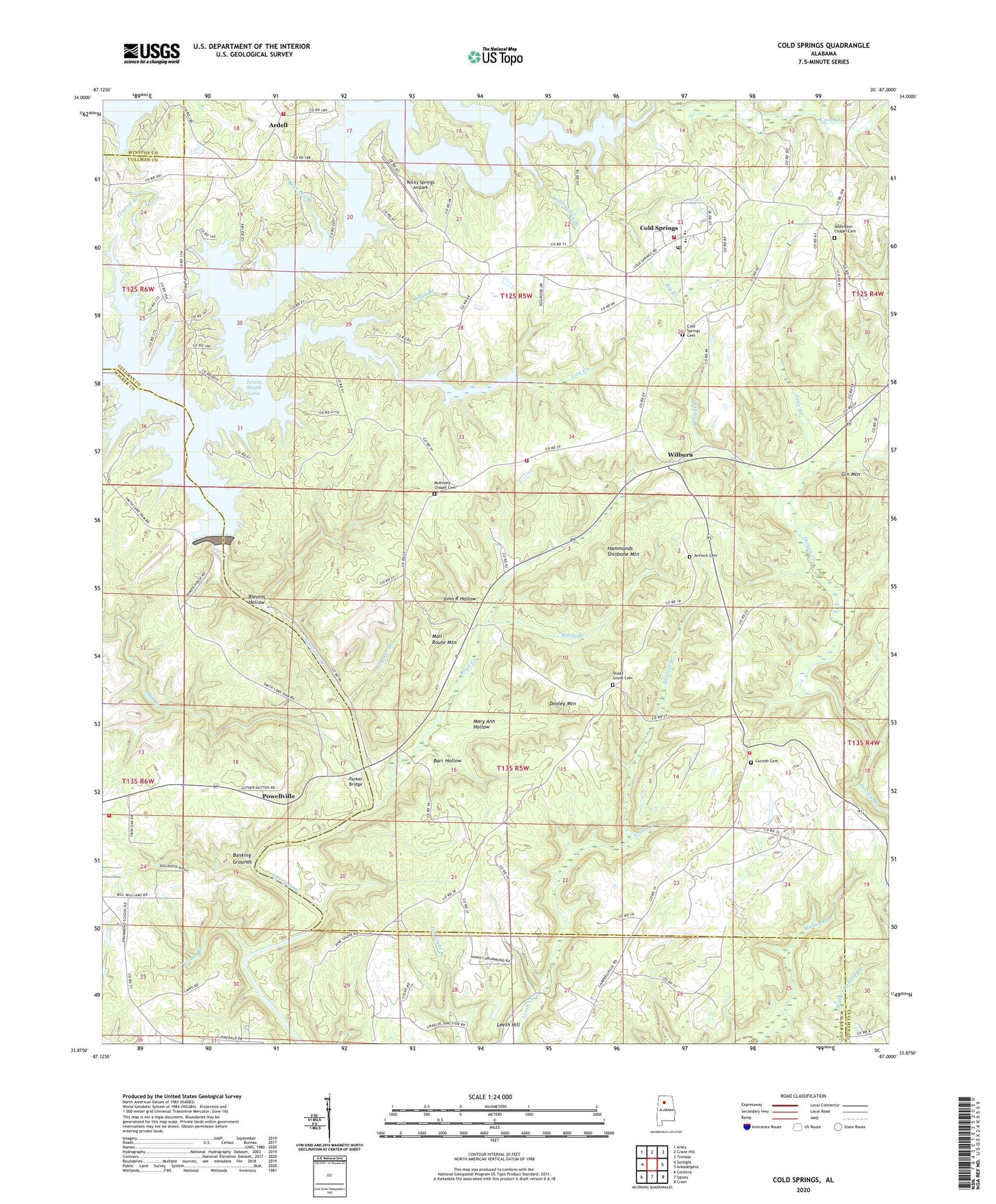 Cold Springs Alabama US Topo Map Image