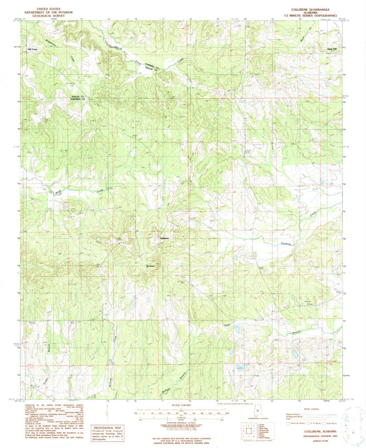 Classic USGS Collirene Alabama 7.5'x7.5' Topo Map Image