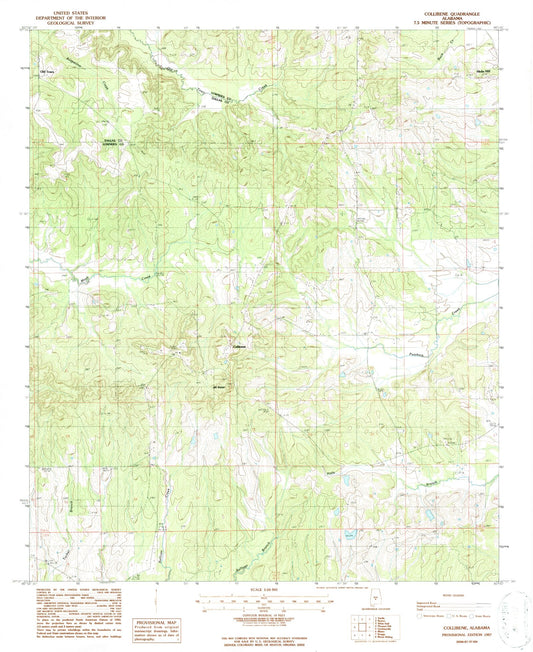 Classic USGS Collirene Alabama 7.5'x7.5' Topo Map Image