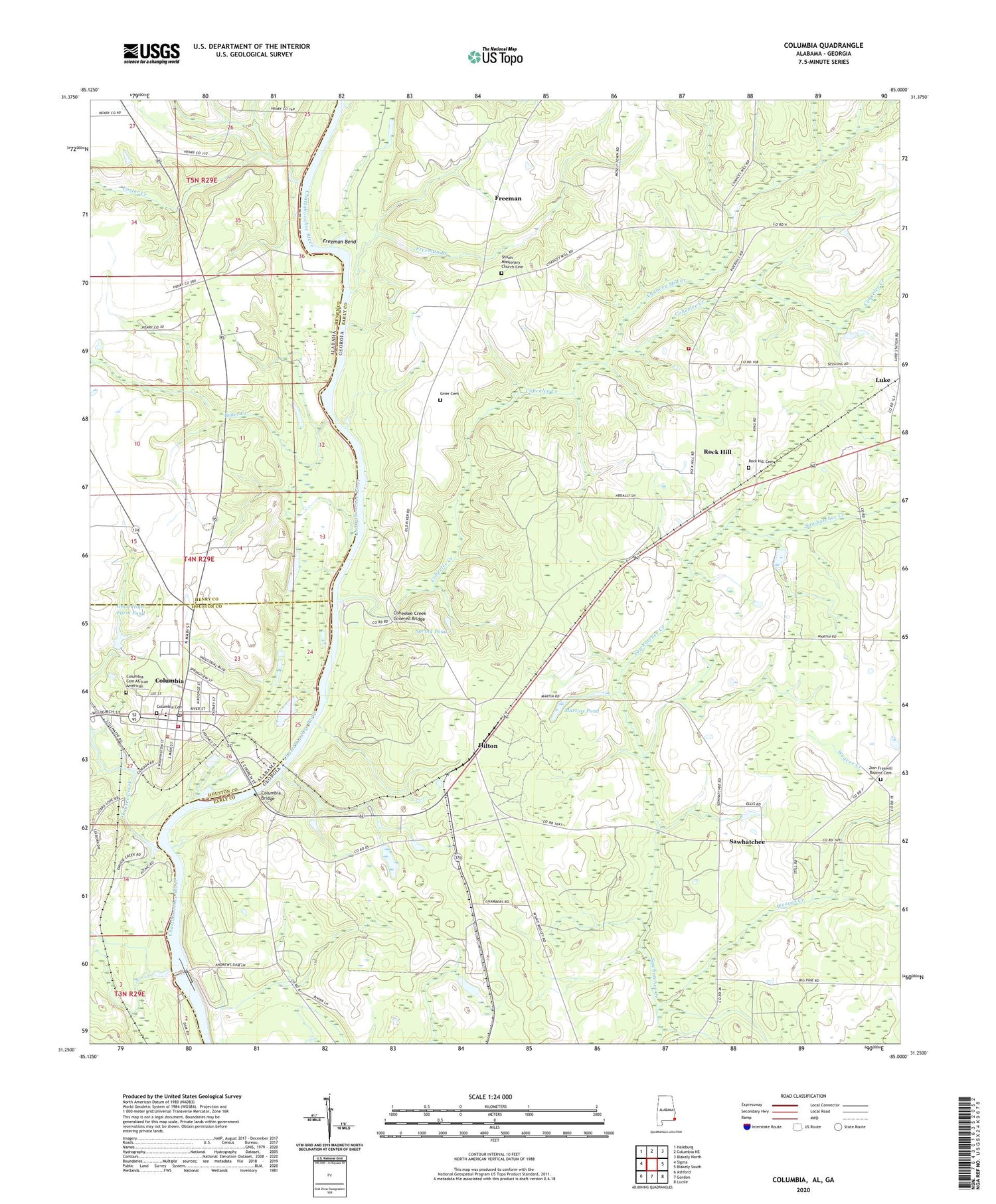 Columbia Alabama US Topo Map Image