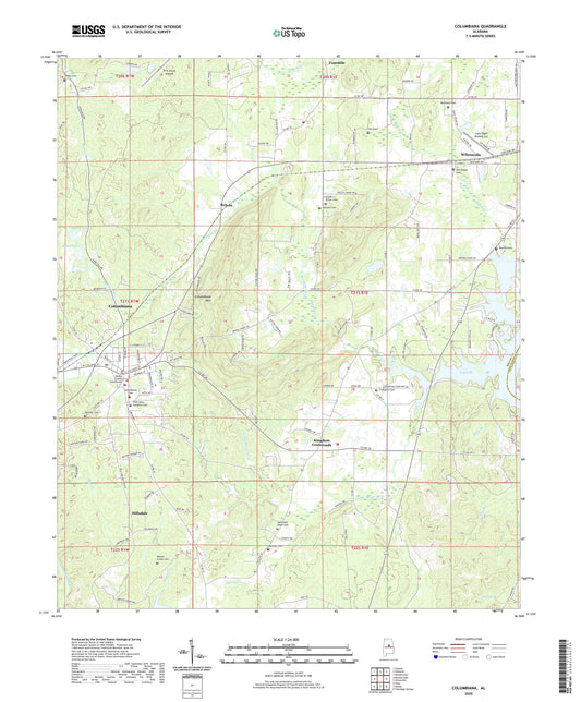 Columbiana Alabama US Topo Map Image