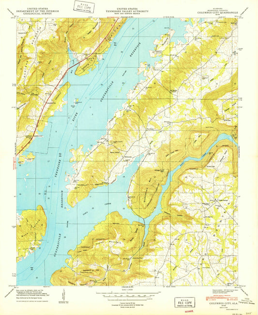 Classic USGS Columbus City Alabama 7.5'x7.5' Topo Map Image