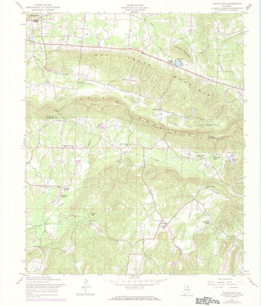 Classic USGS Colvin Gap Alabama 7.5'x7.5' Topo Map Image