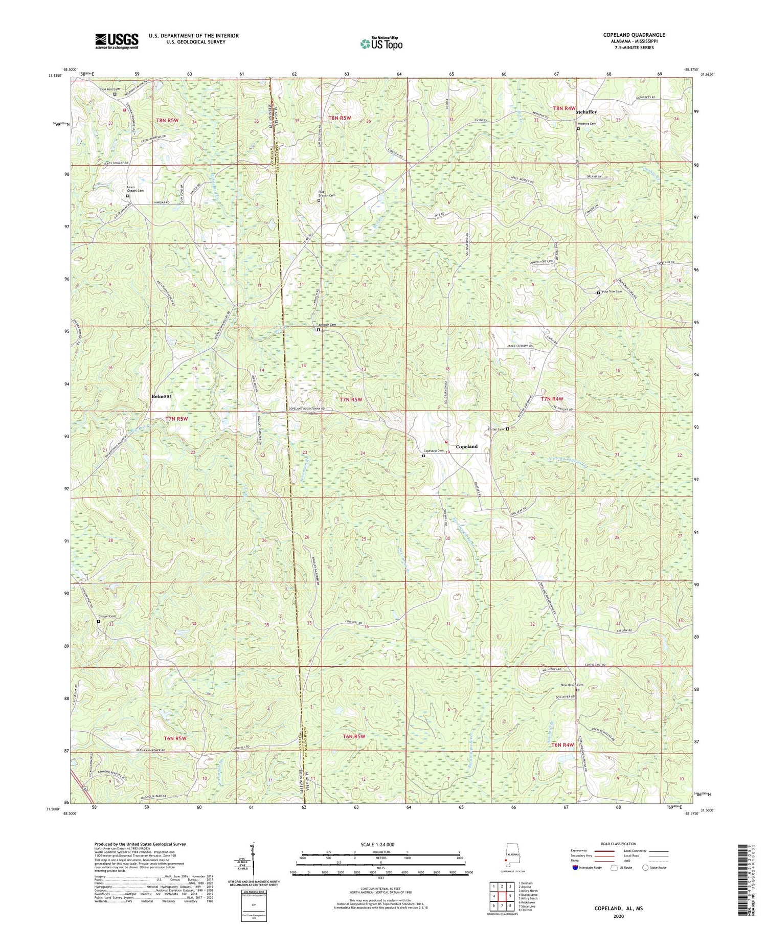 Copeland Alabama US Topo Map Image