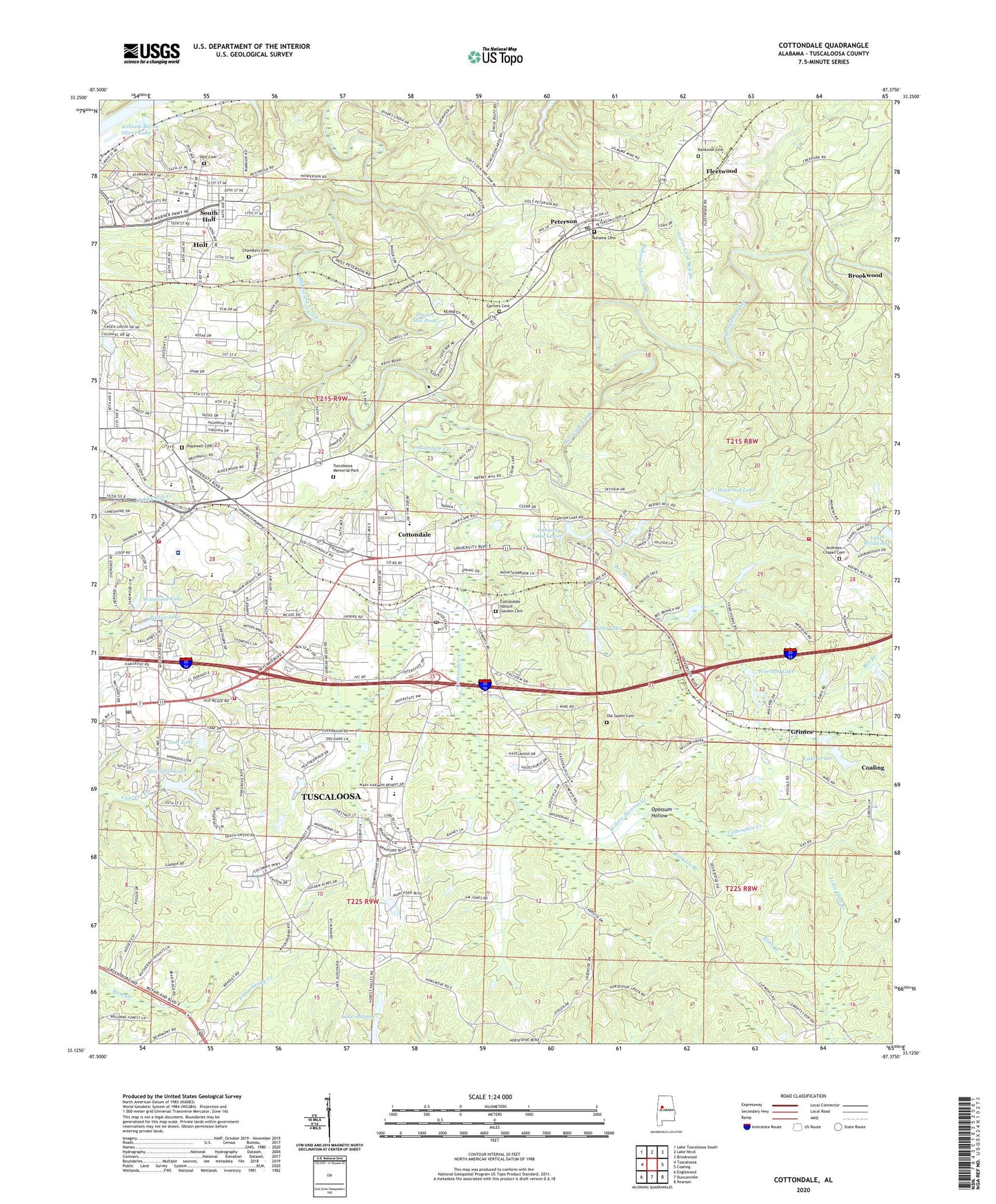 Cottondale Alabama US Topo Map Image