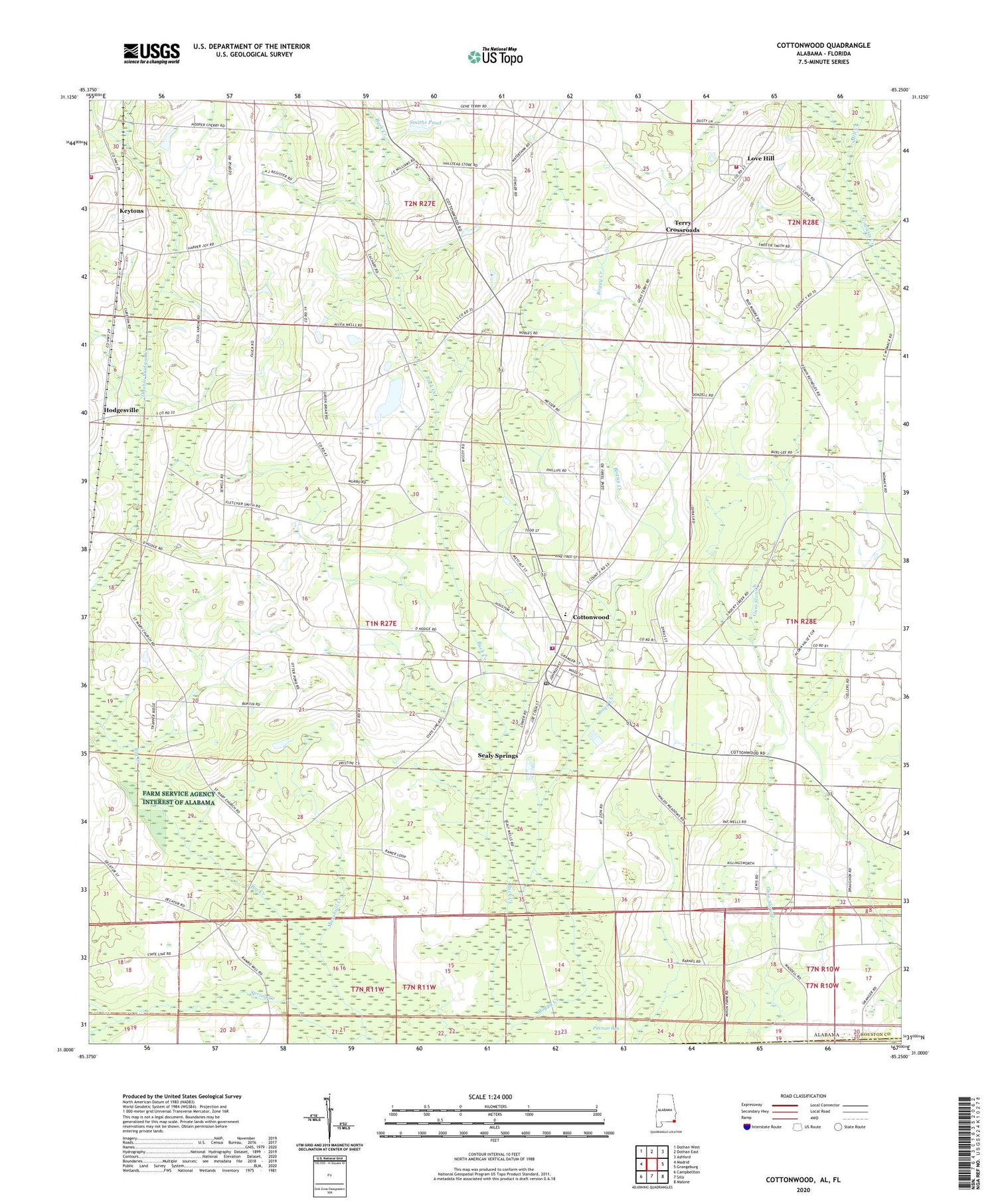 Cottonwood Alabama US Topo Map Image