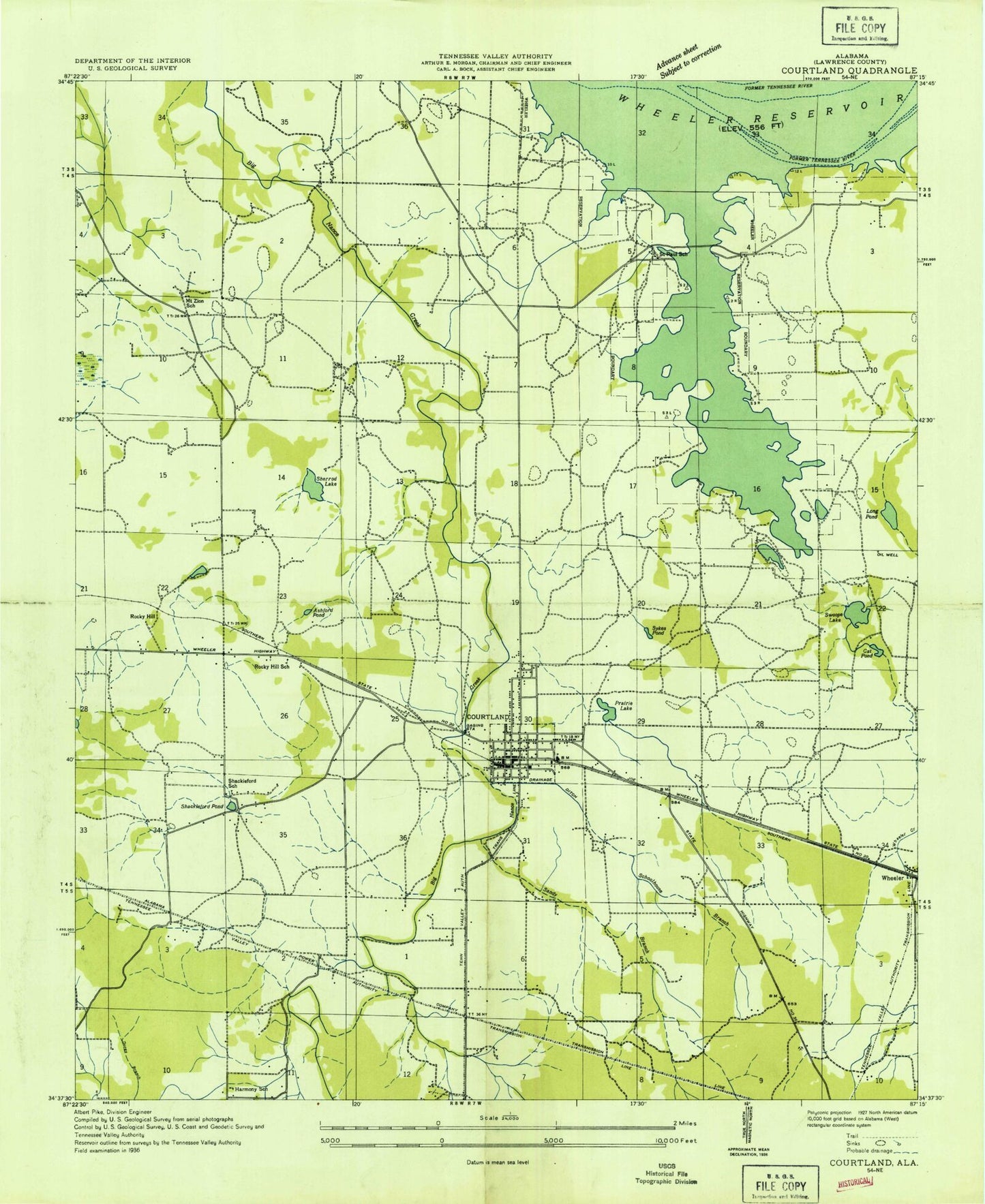 Classic USGS Courtland Alabama 7.5'x7.5' Topo Map Image
