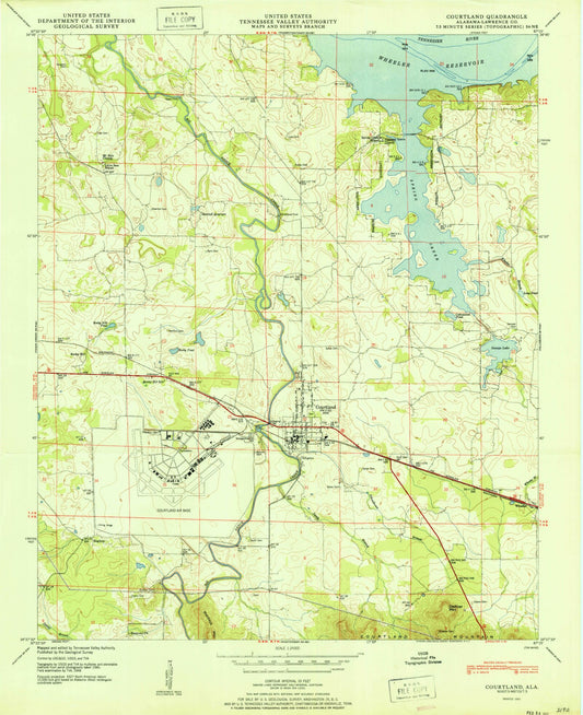 Classic USGS Courtland Alabama 7.5'x7.5' Topo Map Image