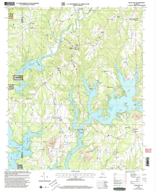 Classic USGS Crane Hill Alabama 7.5'x7.5' Topo Map Image