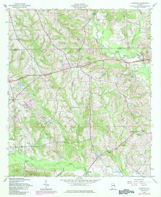 Classic USGS Crawford Alabama 7.5'x7.5' Topo Map Image
